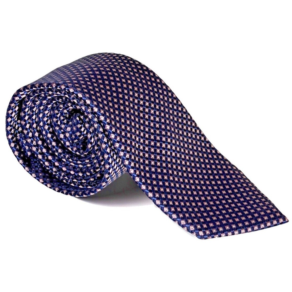 Jos A Bank Reserve Silk Tie Navy Pink Diamond Check NWT Classic Necktie